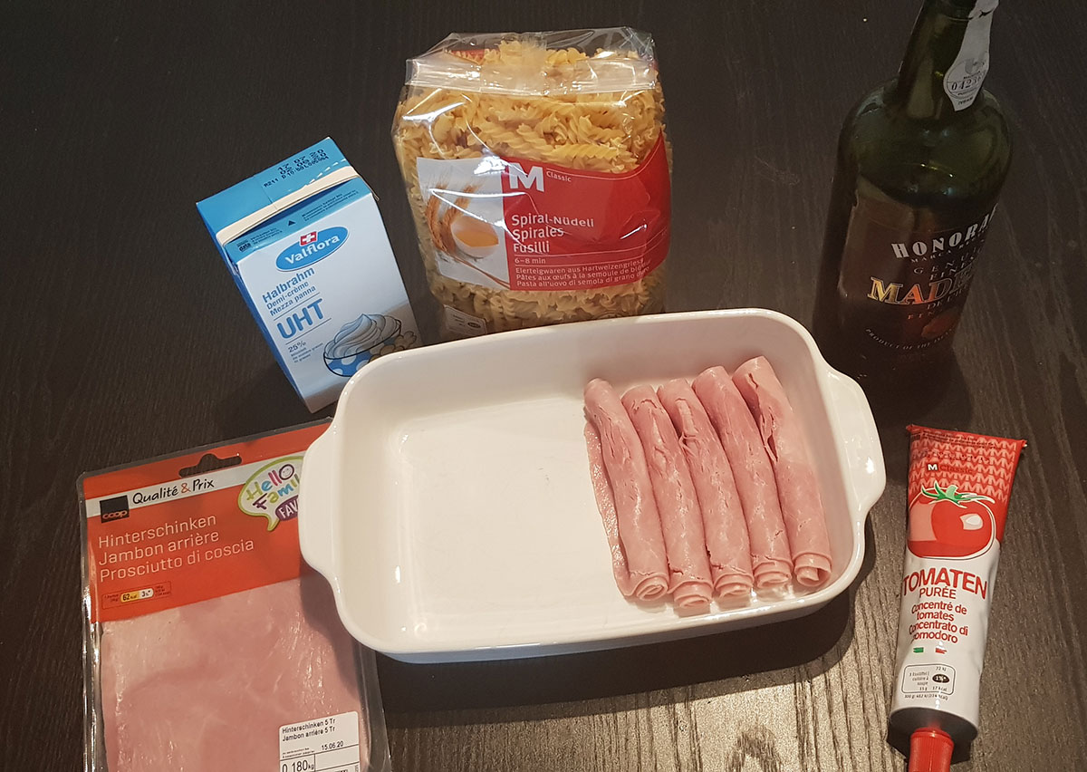 ingrédients jambon sauce au madère